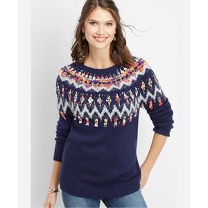 Maurice’s Sweaters | NWOT Ribbon Yoke Fair Isle Sweater multi textured knit navy